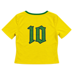 Brazil Flag Number 10 Yellow Cropped Baby Tee
