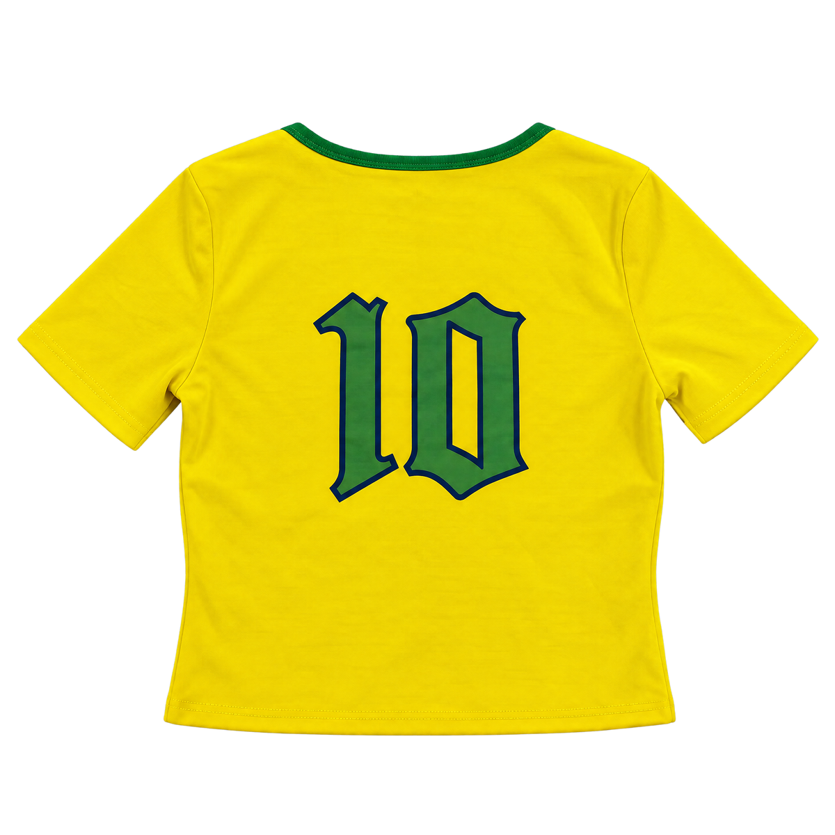 Brazil Flag Number 10 Yellow Cropped Baby Tee