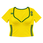 Brazil Flag Number 10 Yellow Cropped Baby Tee