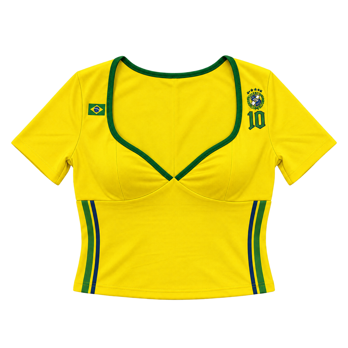 Brazil Flag Number 10 Yellow Cropped Baby Tee