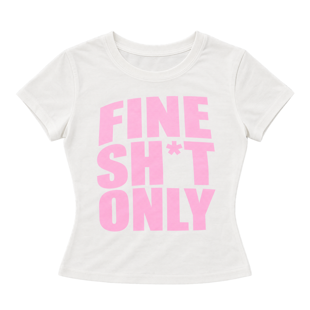 Fine Sh*t Letter Print Slim-Fit Cropped Tee