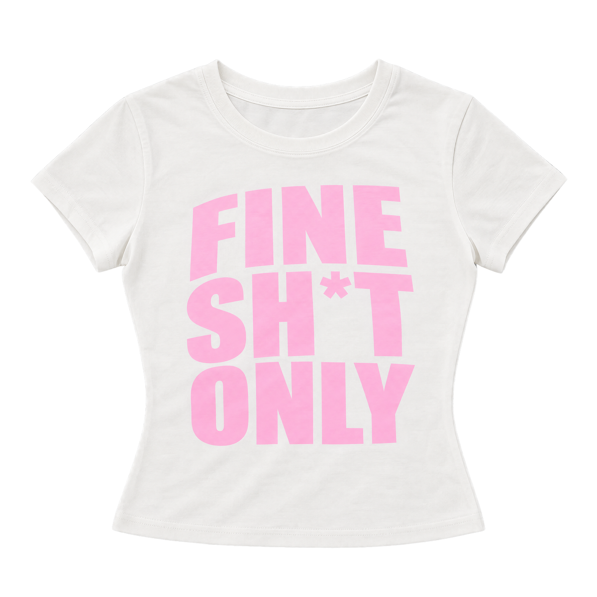 Fine Sh*t Letter Print Slim-Fit Cropped Tee