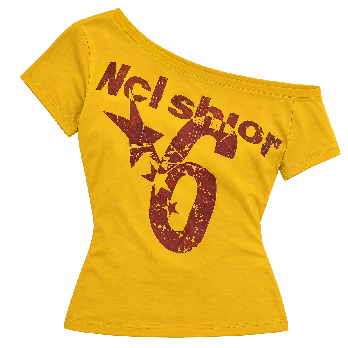 Y2K Off-Shoulder Letter Print Short-Sleeve Top