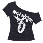 Y2K Off-Shoulder Letter Print Short-Sleeve Top