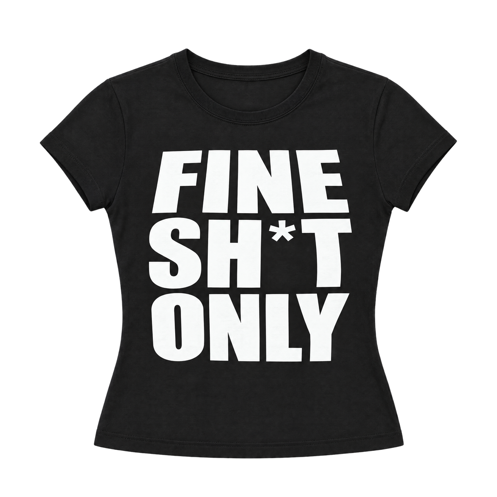 Fine Sh*t Letter Print Slim-Fit Cropped Tee