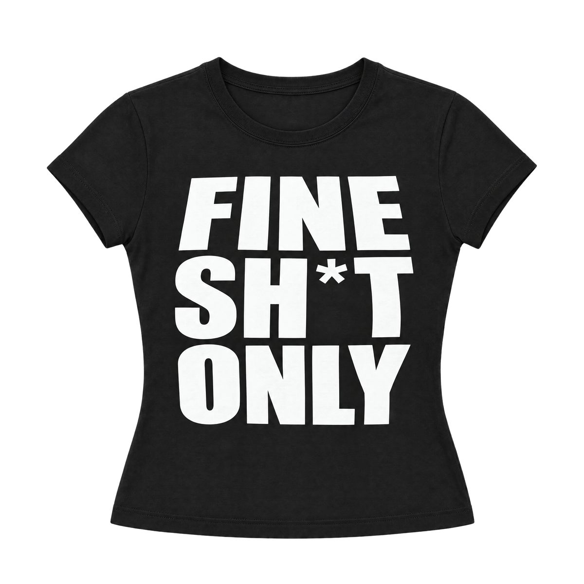 Fine Sh*t Letter Print Slim-Fit Cropped Tee