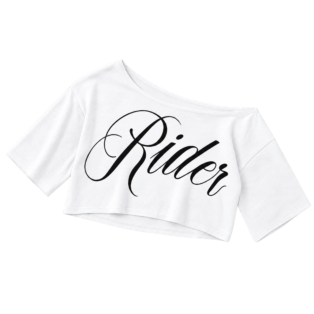 Off-Shoulder Letter Print Irregular Hem Crop Top
