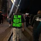 All We Need Is Money Neon Print Round Neck Tee
