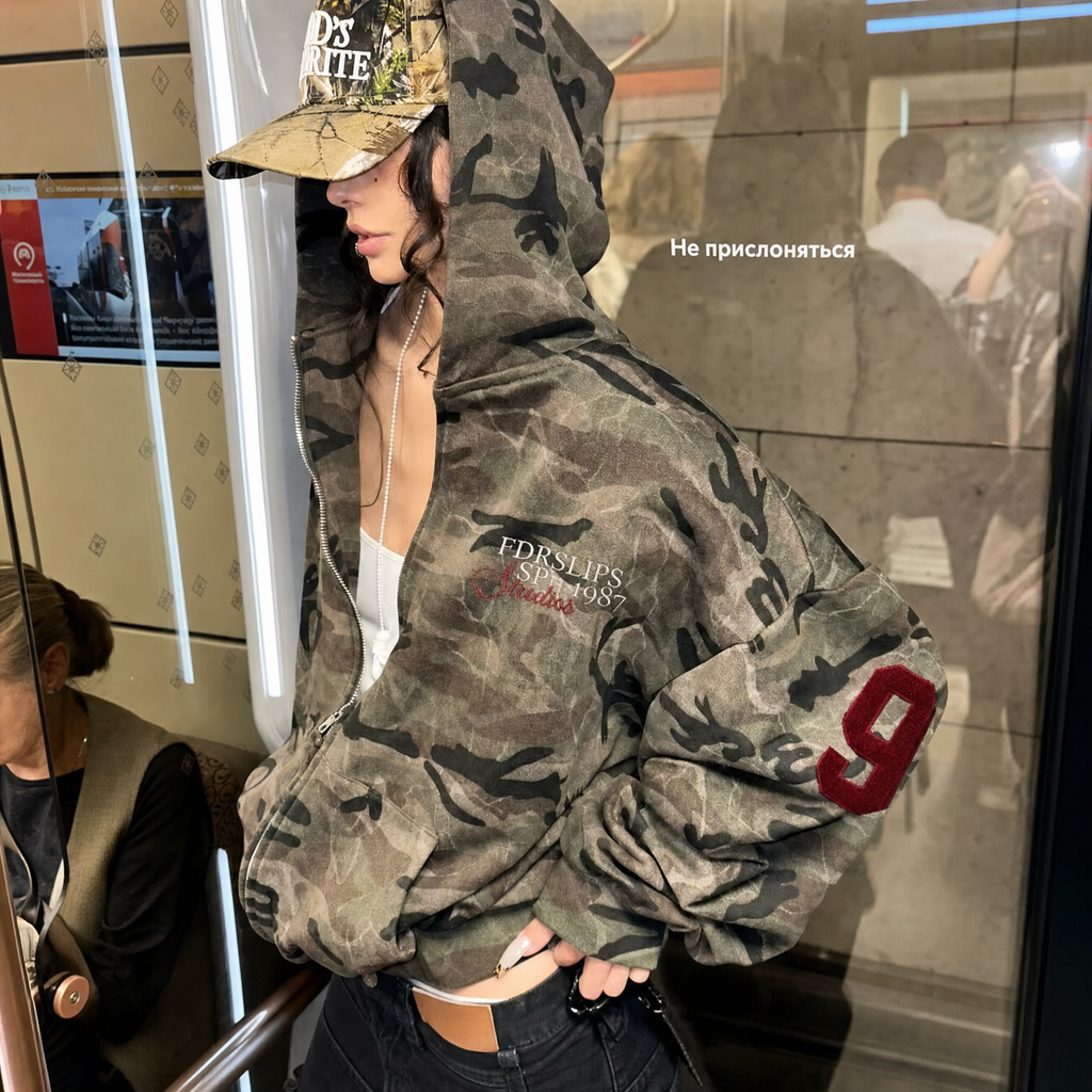 American Retro Camo Hooded Jacket