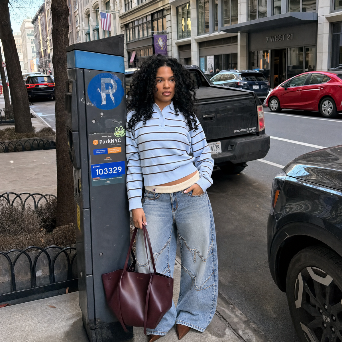 Baggy Low-Rise Ribbed Jeans