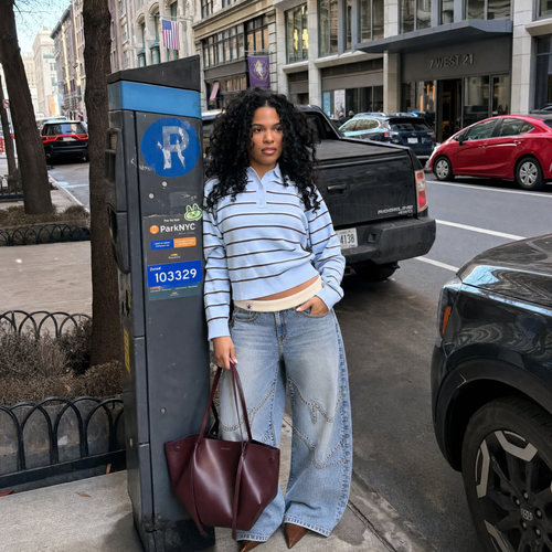 Baggy Low-Rise Ribbed Jeans