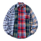 Color Block Plaid Oversized Shirt
