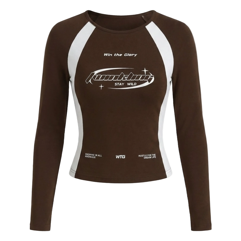Color Block Round Neck Long Sleeve Top