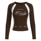 Color Block Round Neck Long Sleeve Top