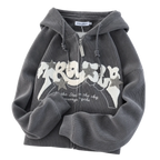 Embroidered Oversized Zip Hoodie