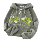 Embroidered Oversized Zip Hoodie