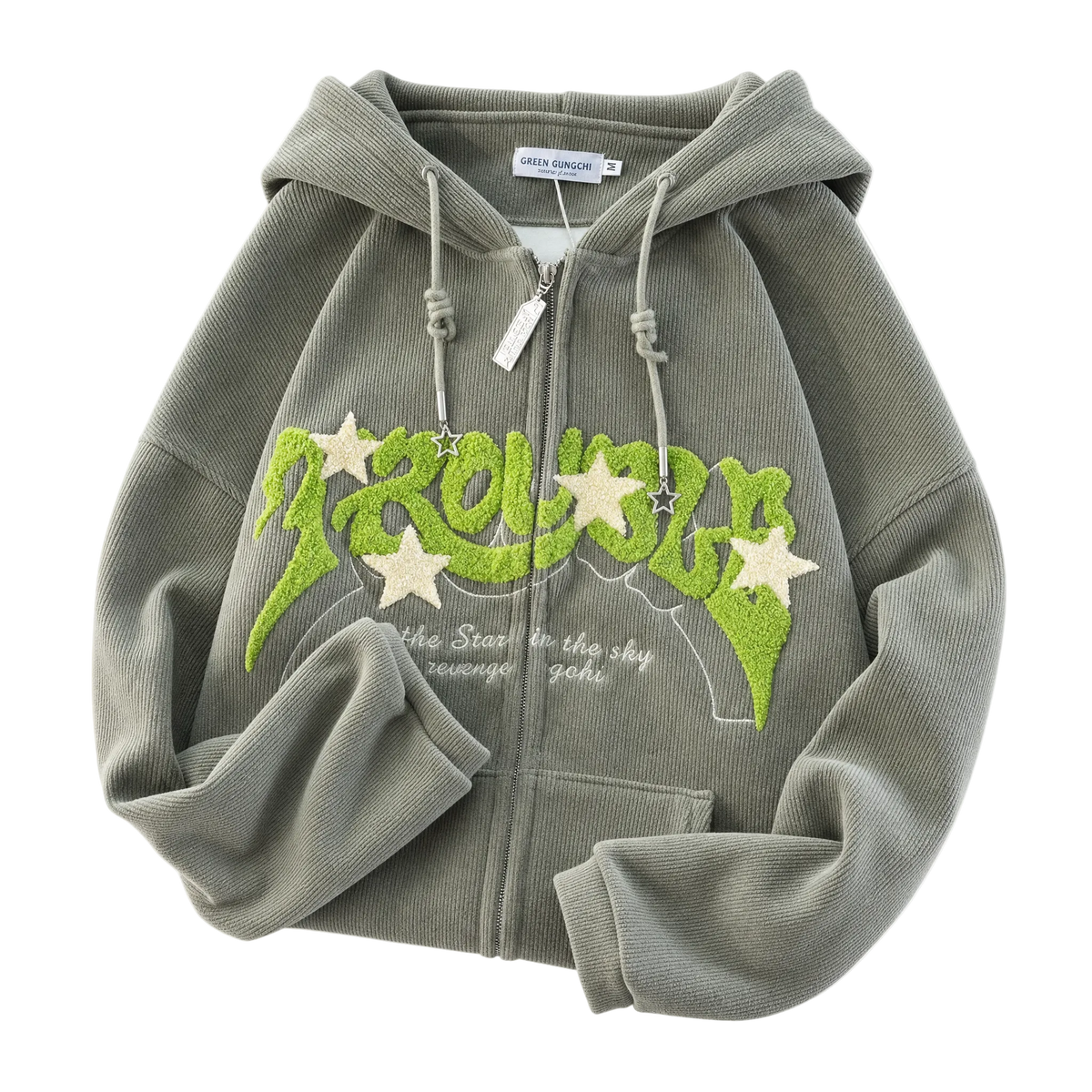 Embroidered Oversized Zip Hoodie