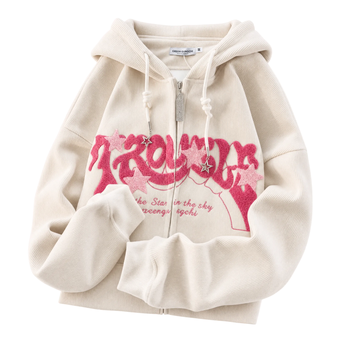 Embroidered Oversized Zip Hoodie