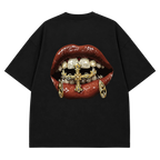Gold Grillz Red Lips Oversized Tee