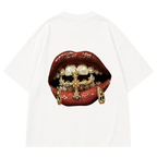 Gold Grillz Red Lips Oversized Tee