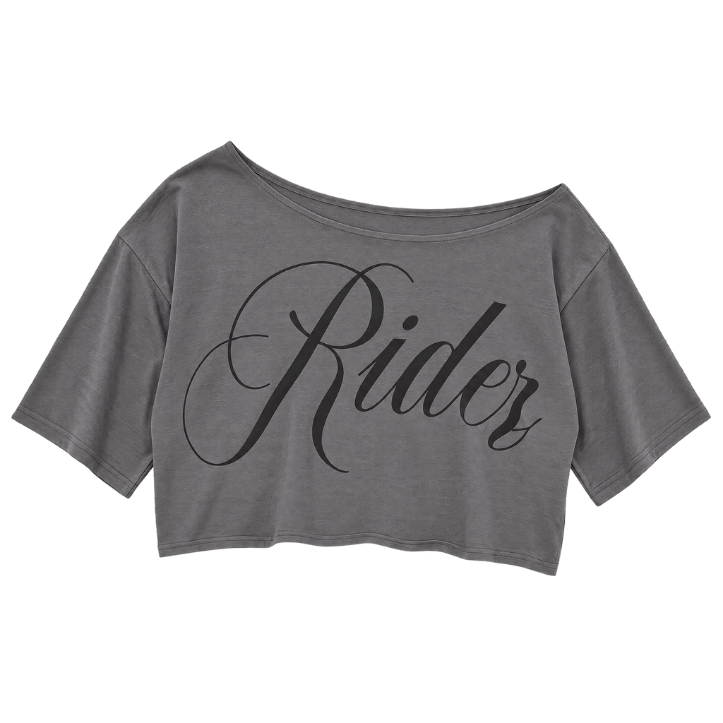 Off-Shoulder Letter Print Irregular Hem Crop Top