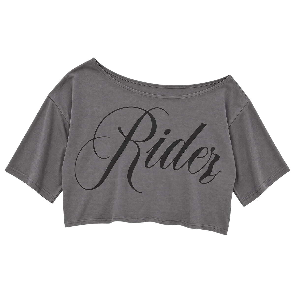Off-Shoulder Letter Print Irregular Hem Crop Top