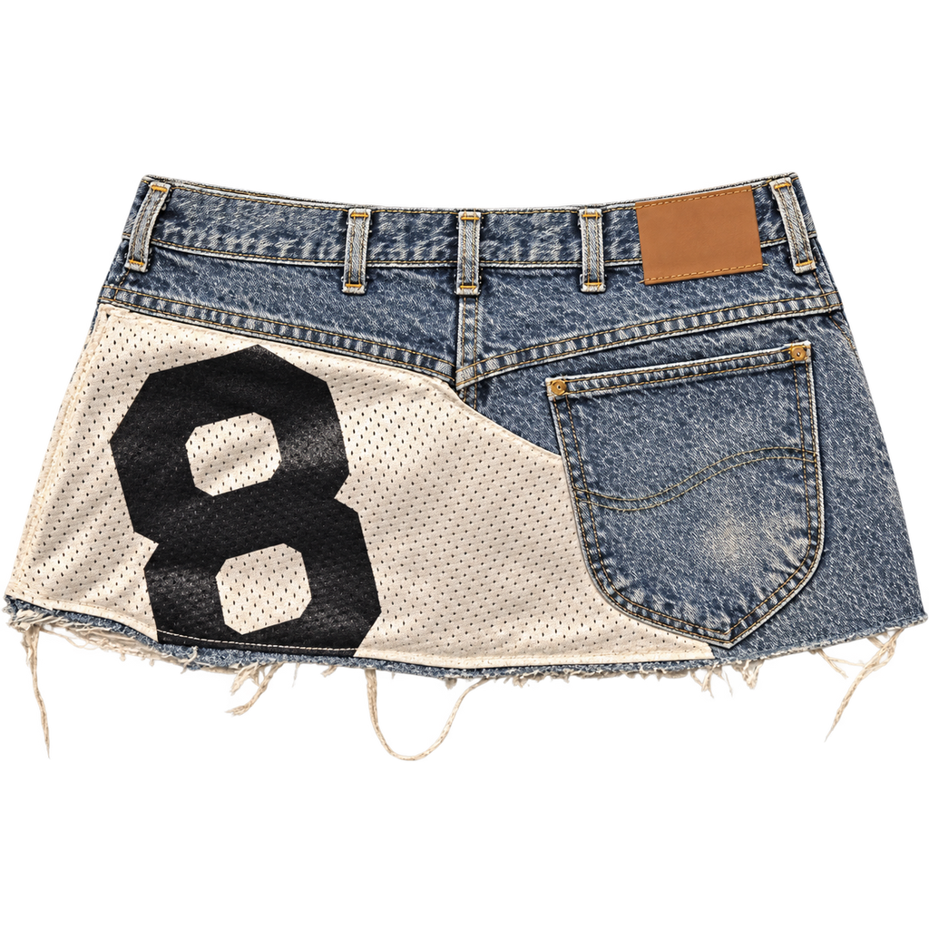 Lucky Number 8 Mini Skirt in Denim Blue