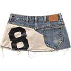 Lucky Number 8 Mini Skirt in Denim Blue