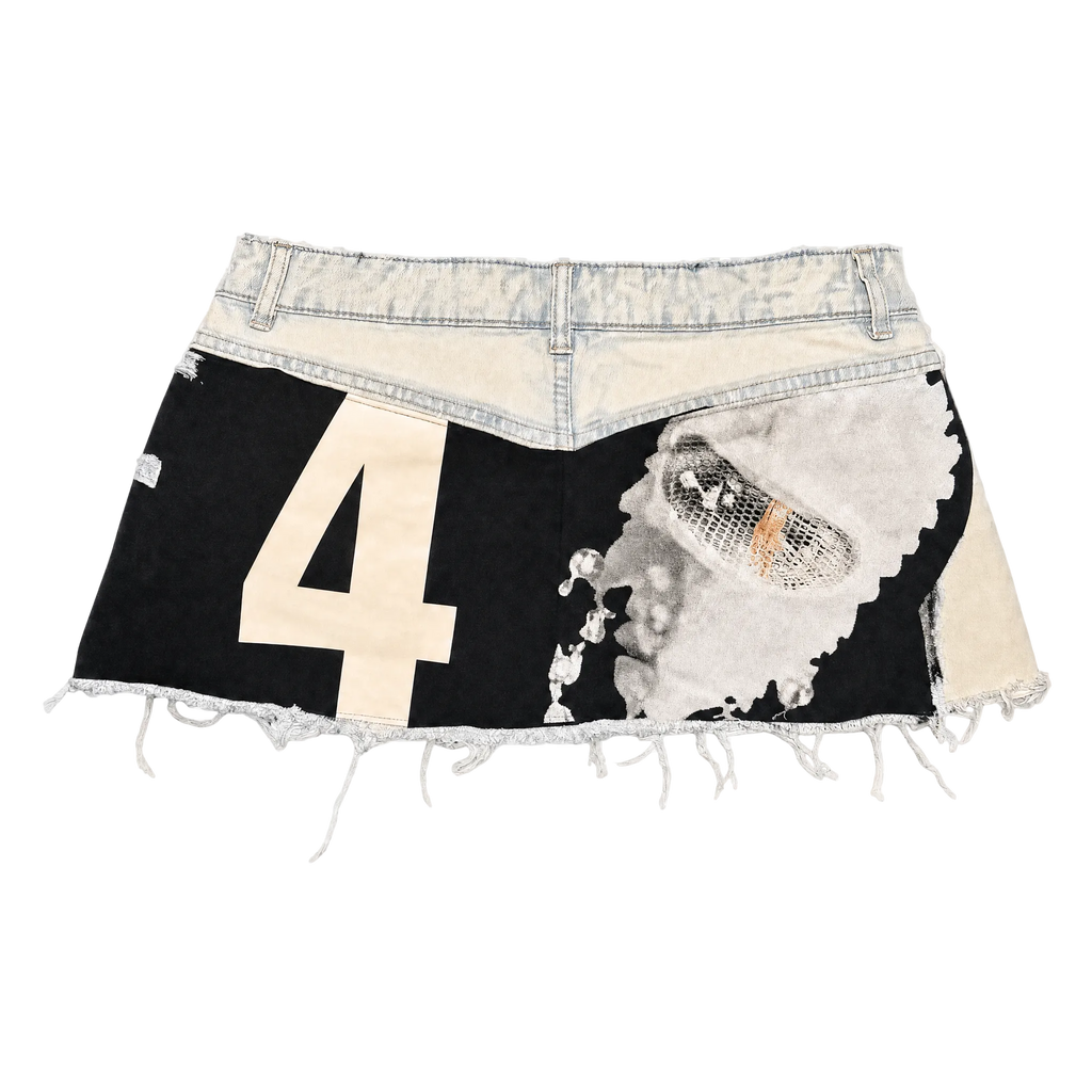 Number 4 Distressed Denim Mini Skirt