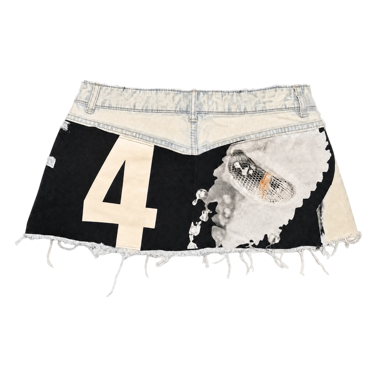 Number 4 Distressed Denim Mini Skirt