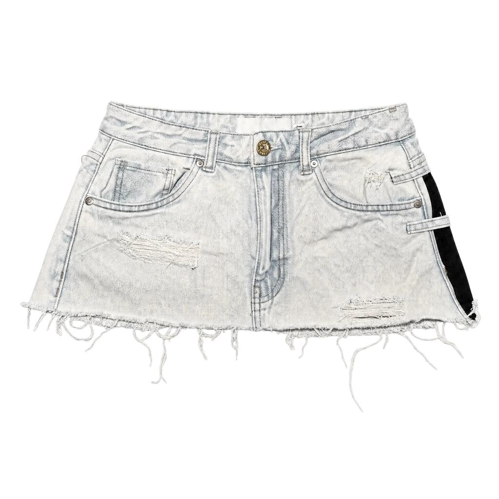 Number 4 Distressed Denim Mini Skirt