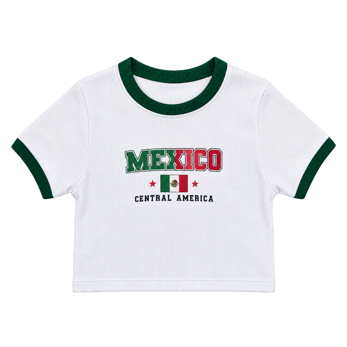 Y2K Mexico Print Slim-Fit Cropped Baby Tee