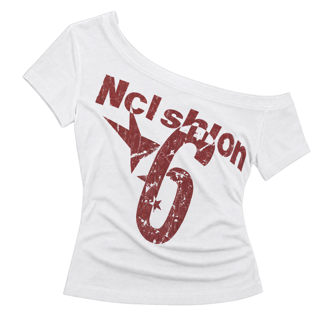 Y2K Off-Shoulder Letter Print Short-Sleeve Top