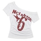 Y2K Off-Shoulder Letter Print Short-Sleeve Top