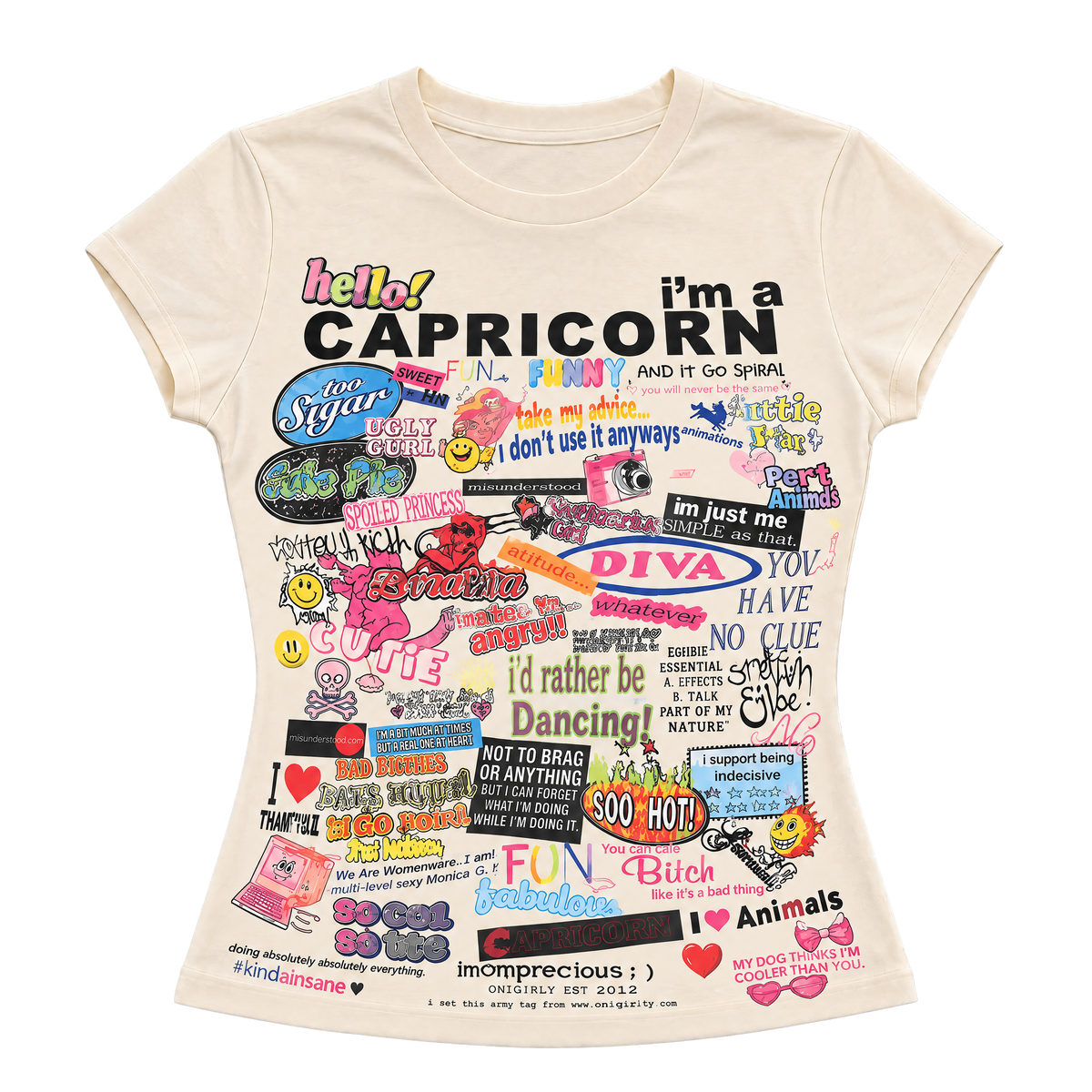 Y2K Graffiti Print Slim-Fit Cropped Tee