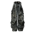 Skull Cross Wide Leg Baggy Jeans