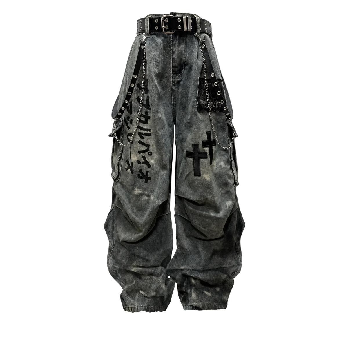Skull Cross Wide Leg Baggy Jeans
