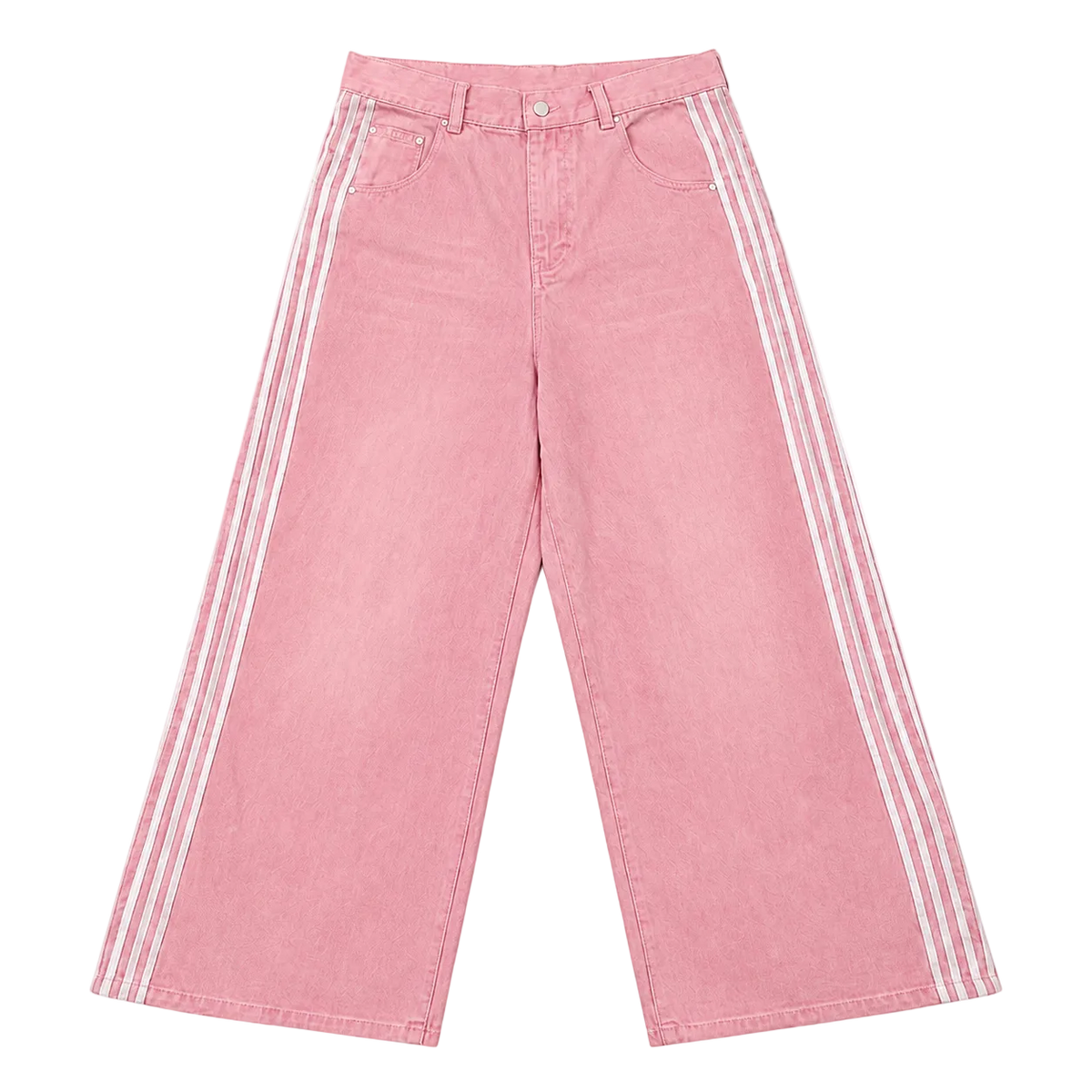 Retro Striped High Waist Wide Leg Jeans