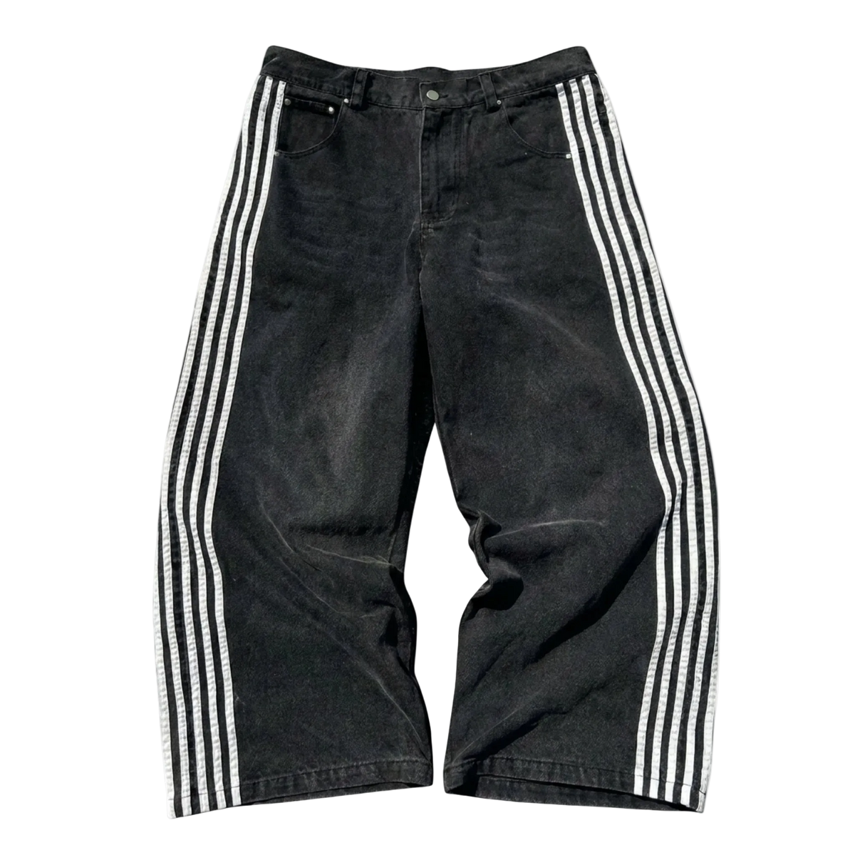 Retro Striped High Waist Wide Leg Jeans
