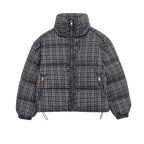 Stand Collar Plaid Puffer Jacket