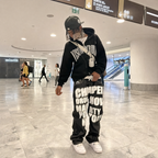 Streetwear Graphic Denim Wide Leg Pants