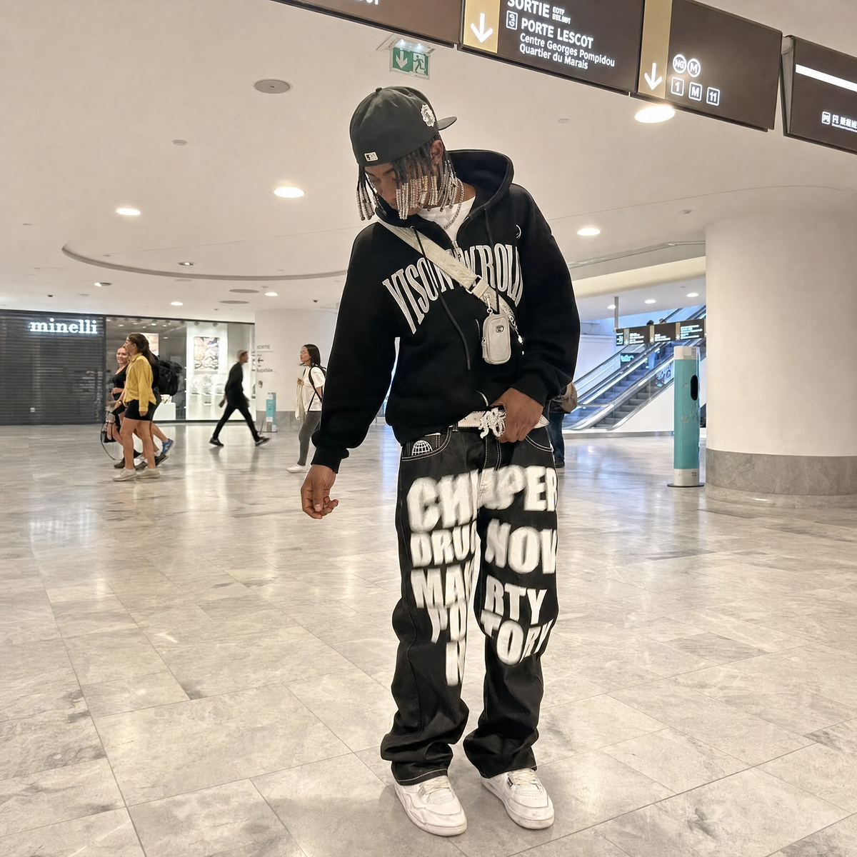 Streetwear Graphic Denim Wide Leg Pants
