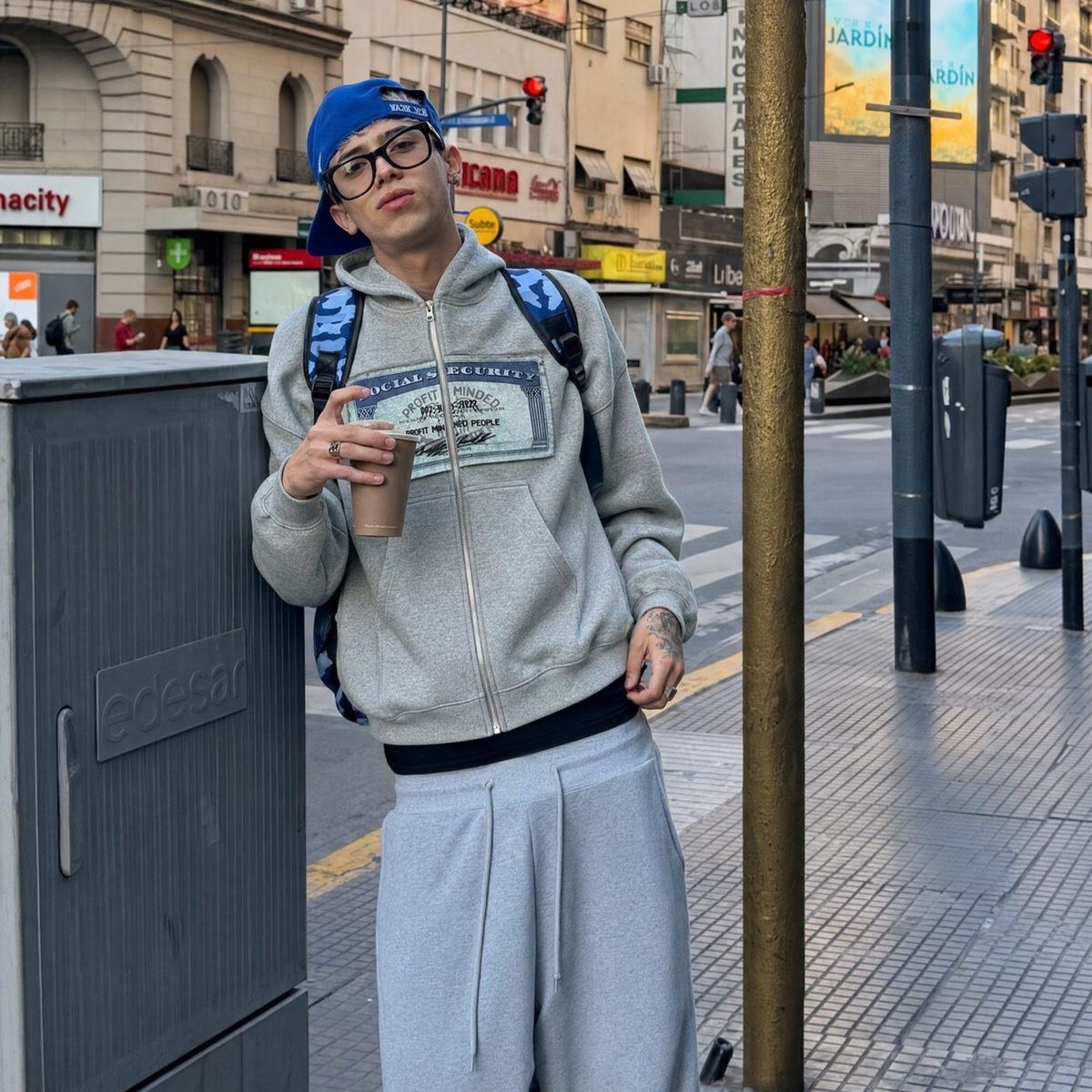 Streetwear Money Print Zip Up Hoodie