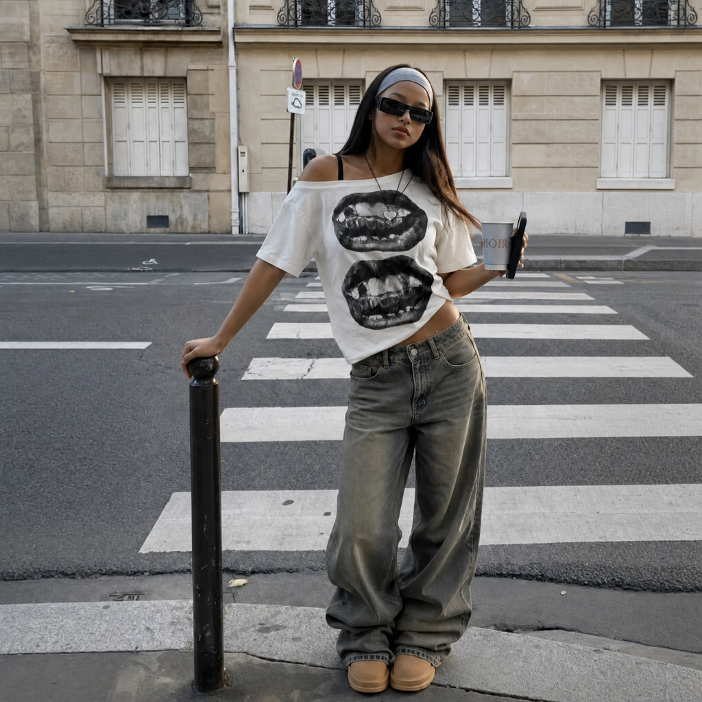 Streetwear Mouth Graphic Loose Tee