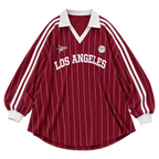 Striped Los Angeles Print Oversized Polo T-Shirt