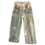 Trompe L'oeil Lace Pearl Graphic Straight Jeans