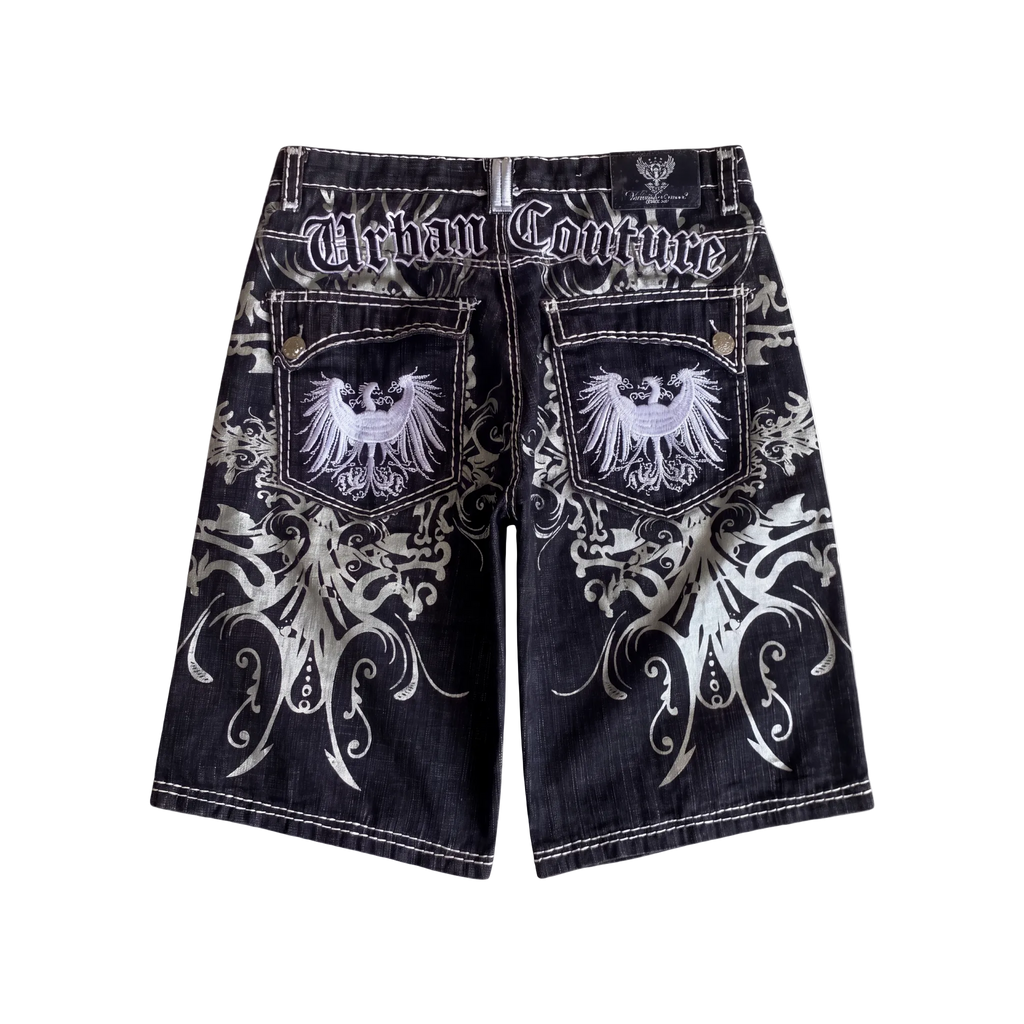 Vintage Embroidered Streetwear Denim Shorts