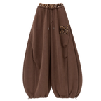 Vintage Leopard Patchwork Wide-Leg Pants
