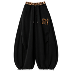 Vintage Leopard Patchwork Wide-Leg Pants