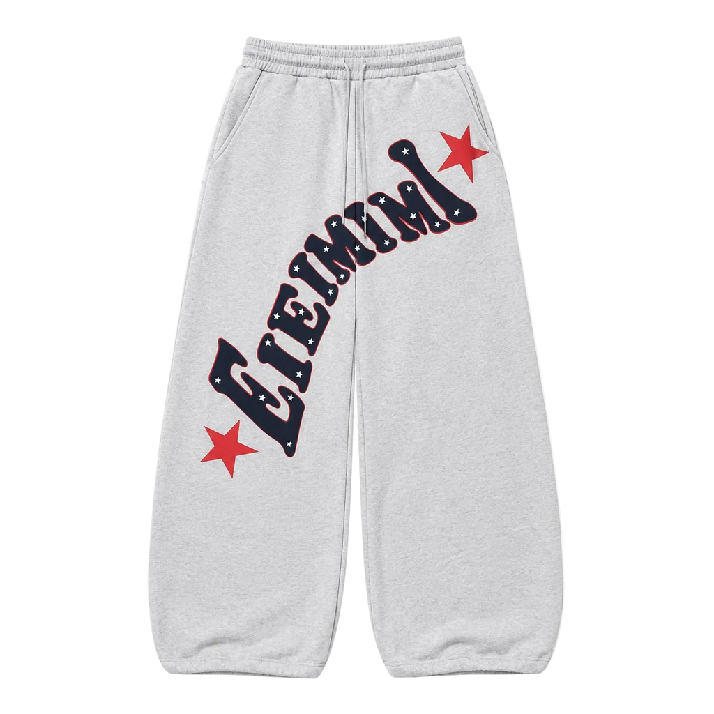 Vintage Letter Print Baggy Sweatpants